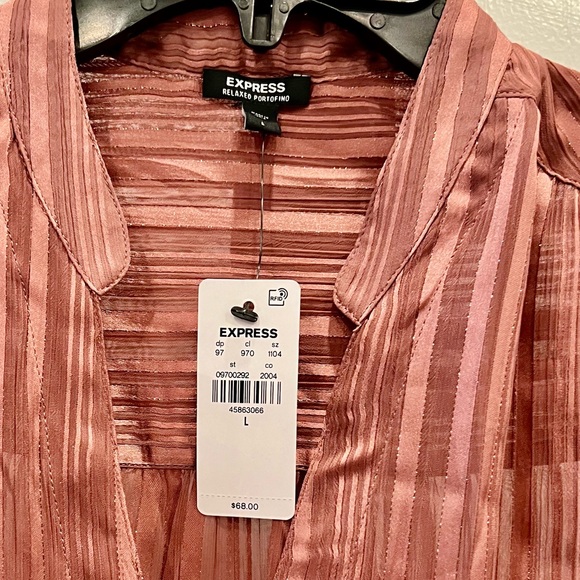 Express Relaxed Portofino V- Neck Form long sleeve woman blouse.New with tags - Picture 2 of 9